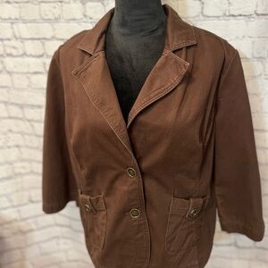 French Cuff 3/4 sleeve Brown Button Jacket size XL. EUC